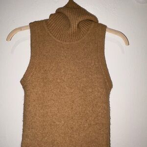 Retrofete Tan Sleeveless Turtleneck Top